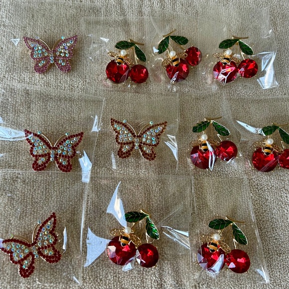 Fashion Jewelry Jewelry - Bundle Of 11 - Butterfly and Cherry Bumblebee Brooches